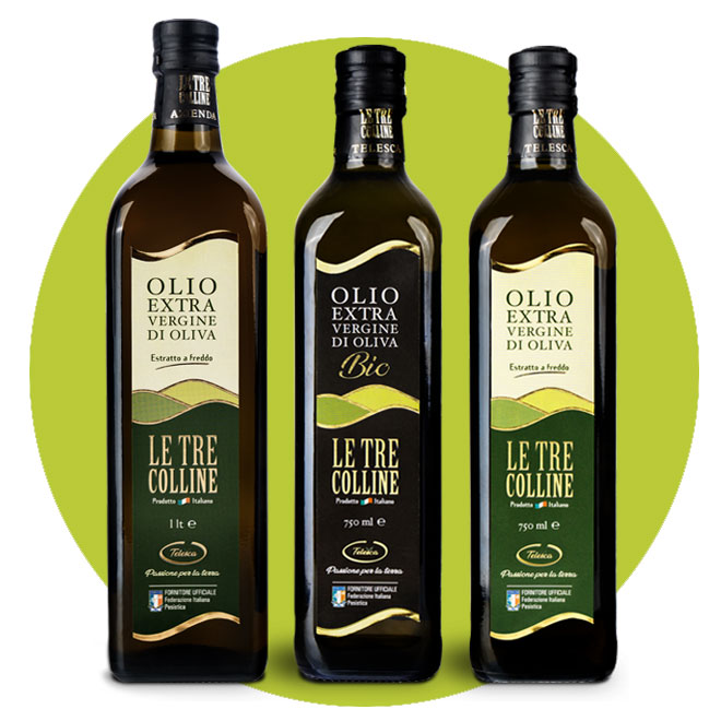 Olio extra vergine di oliva in bottiglie